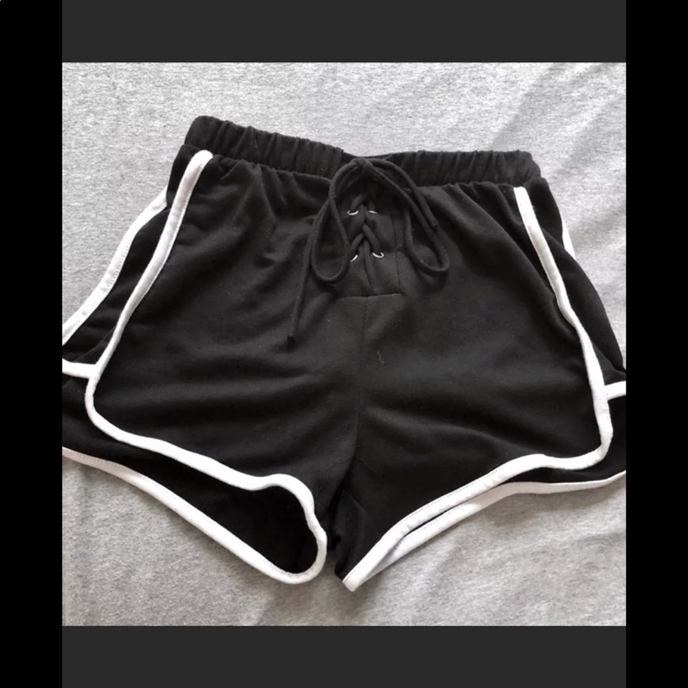 Lace up jersey shorts